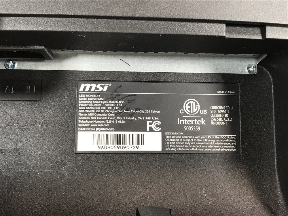 UW SWAP Online Auction - 34-in Curved LCD Monitor (BK)