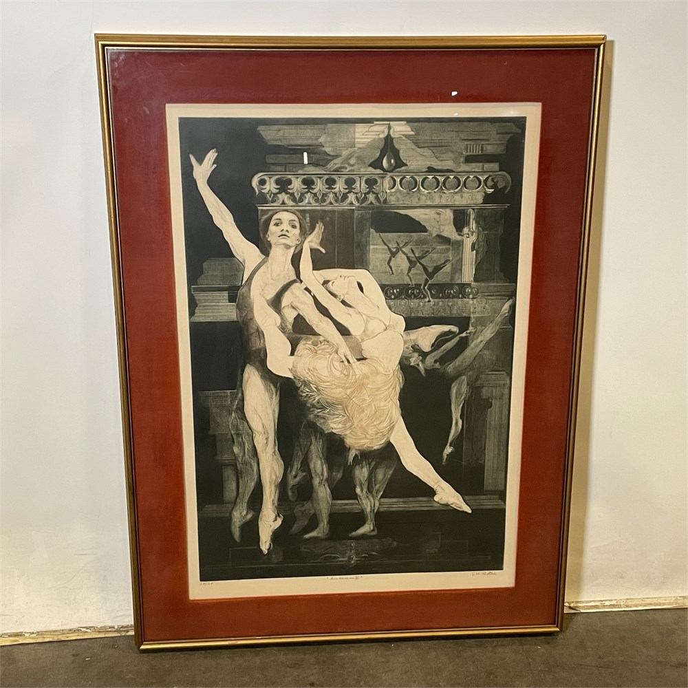 Copy print of "Arabesque  II" which shows female dancers in black and white made by G.H. Rothe