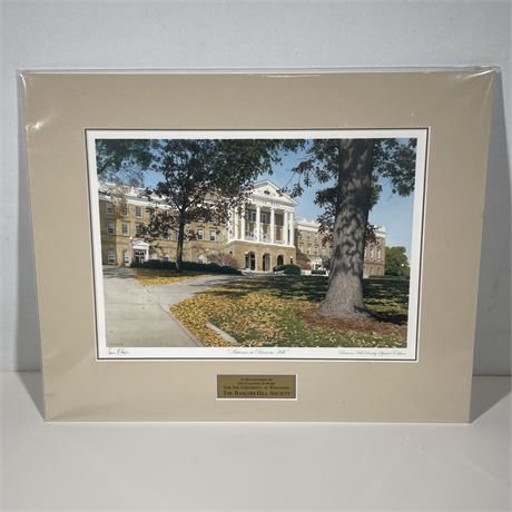 Painting of "Autumn on Bascom Hill" with a tan mat 