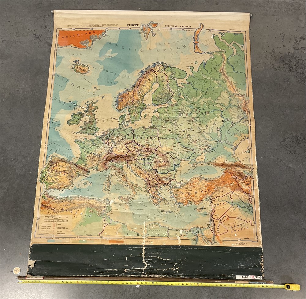 UW SWAP Online Auction - Vintage Wall Map of Europe (W)